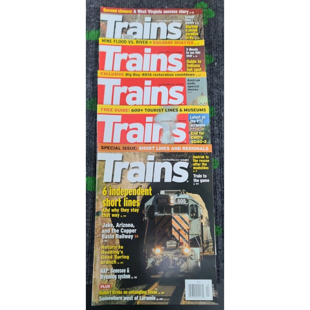 Trains Magazine 2018 Apr Thru Aug Locomotive Freight Travel Transport Coal Steam